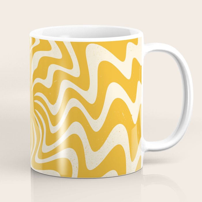 Retro 70s Swirl Spiral Banana Yellow Groovie  Coffee Mug Gallery Image 1