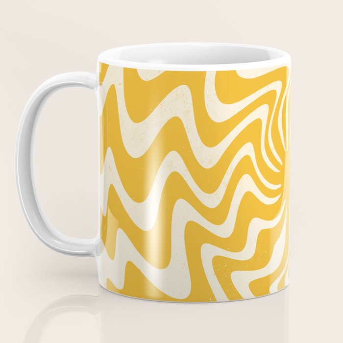 Retro 70s Swirl Spiral Banana Yellow Groovie  Coffee Mug Gallery Image 3
