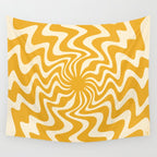 Retro 70s Swirl Spiral Banana Yellow Groovie  Wall Tapestry Gallery Image 4