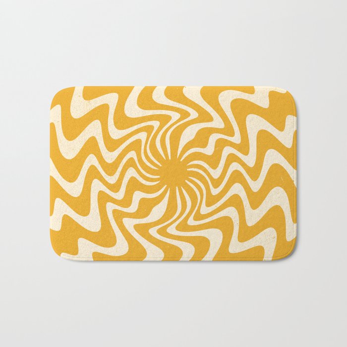 Retro 70s Swirl Spiral Banana Yellow Groovie  Bath Mat Gallery Image 1
