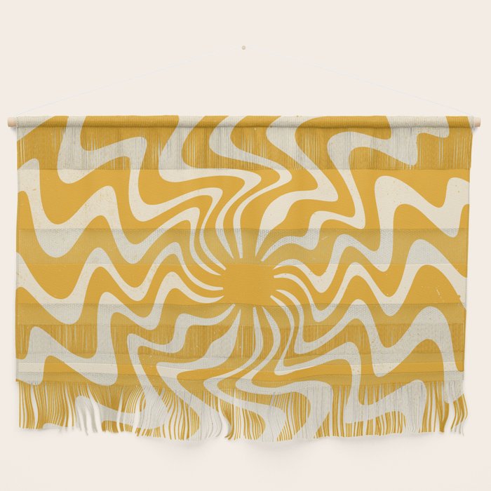 Retro 70s Swirl Spiral Banana Yellow Groovie  Wall Hanging Gallery Image 1