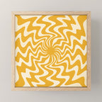 Retro 70s Swirl Spiral Banana Yellow Groovie  Mini Art Print Gallery Image 1