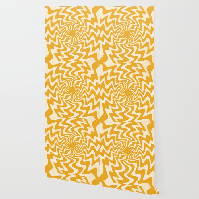 Retro 70s Swirl Spiral Banana Yellow Groovie  Wallpaper Gallery Image 2