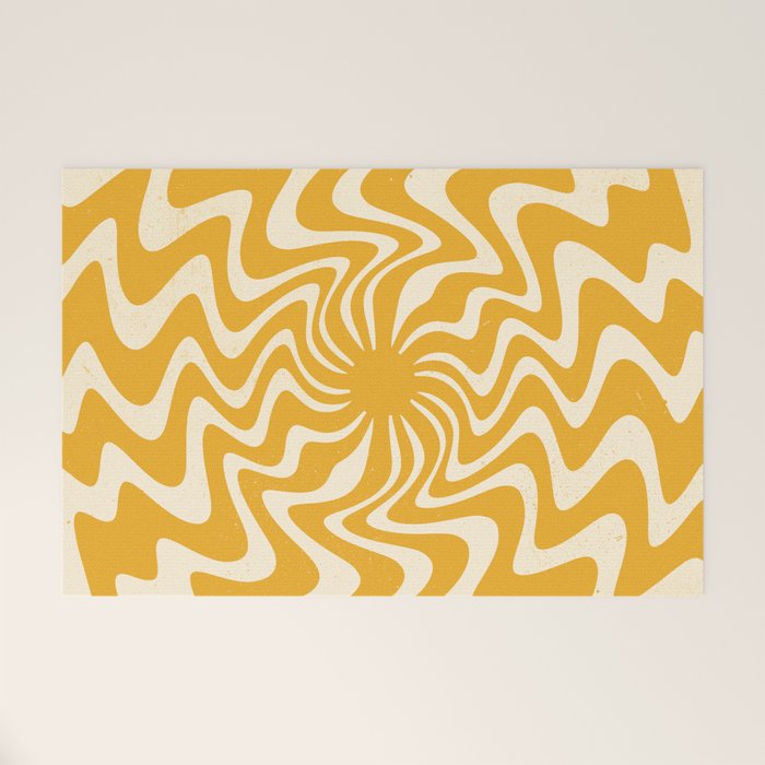 Retro 70s Swirl Spiral Banana Yellow Groovie  Welcome Mat Gallery Image 1
