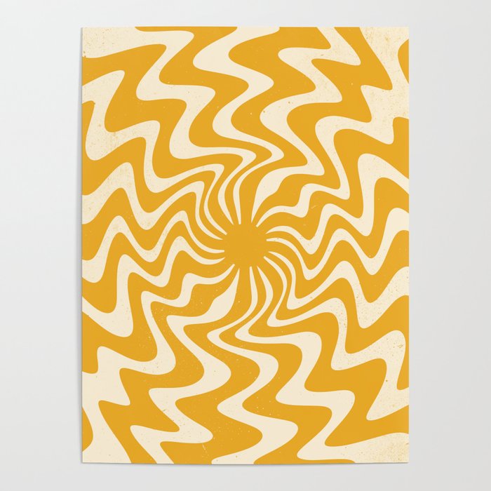 Retro 70s Swirl Spiral Banana Yellow Groovie  Poster Gallery Image 4