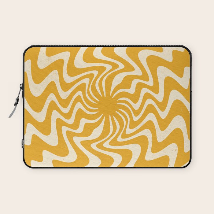 Retro 70s Swirl Spiral Banana Yellow Groovie  Laptop Sleeve Gallery Image 1