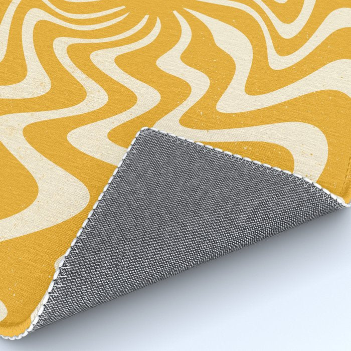 Retro 70s Swirl Spiral Banana Yellow Groovie  Rug Gallery Image 4