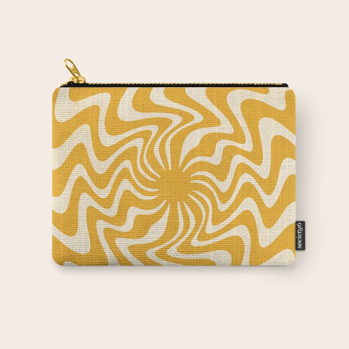 Retro 70s Swirl Spiral Banana Yellow Groovie  Carry All Pouch Gallery Image 1