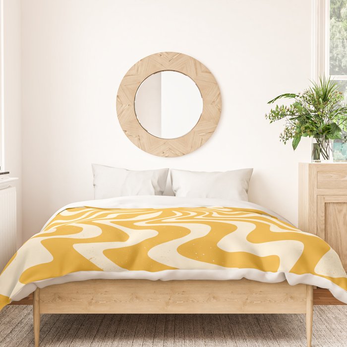 Retro 70s Swirl Spiral Banana Yellow Groovie  Duvet Cover Gallery Image 3