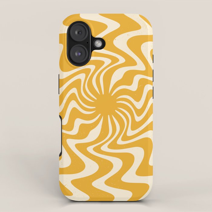 Retro 70s Swirl Spiral Banana Yellow Groovie  iPhone Case Gallery Image 1