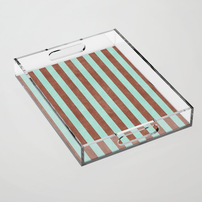 STRIPES - 005 - brown and teal Acrylic Tray Gallery Image 1
