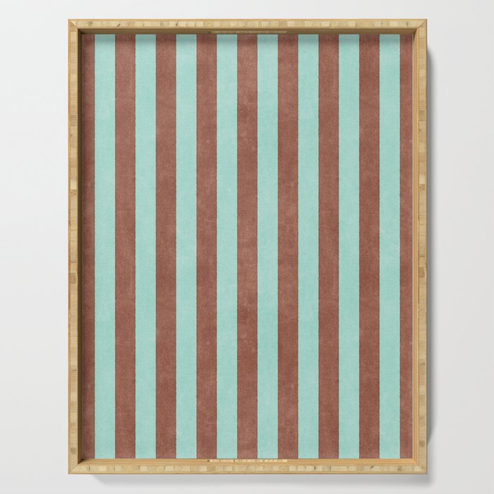 STRIPES - 005 - brown and teal Serving Tray Gallery Image 1
