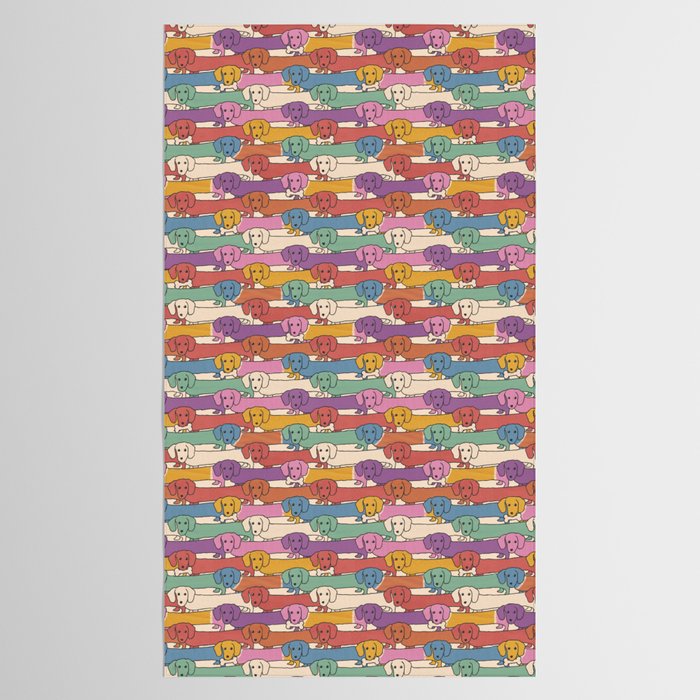 Retro Rainbow Funny Dachshunds Tablecloth Gallery Image 2