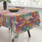 Retro Rainbow Funny Dachshunds Tablecloth Gallery Image 3