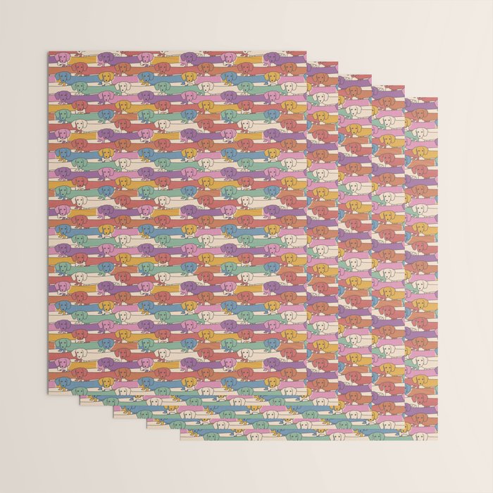 Retro Rainbow Funny Dachshunds Wrapping Paper Gallery Image 3