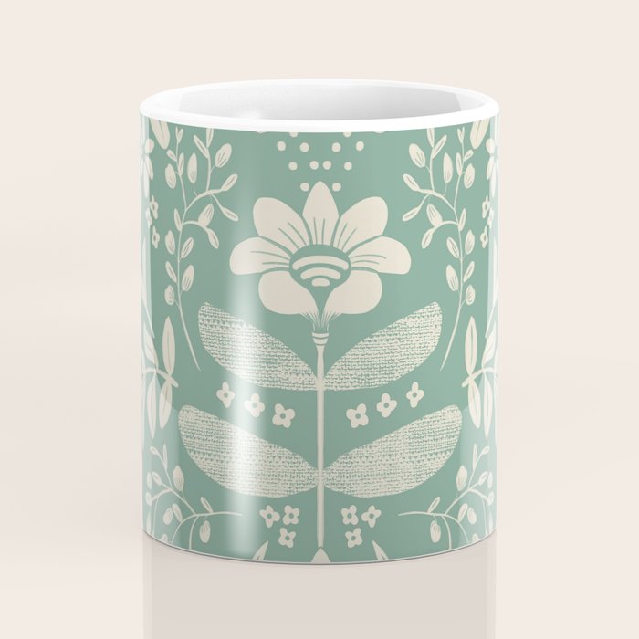 Green blossom floral botanical pattern Coffee Mug Gallery Image 4
