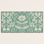 Green blossom floral botanical pattern Desk Mat Gallery Image 3