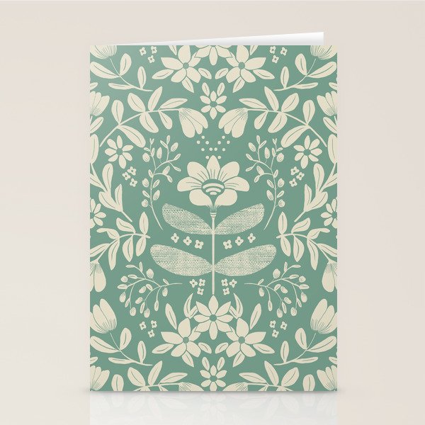 Green blossom floral botanical pattern Stationery Card Gallery Image 2