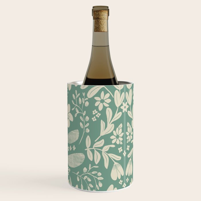 Green blossom floral botanical pattern Wine Chiller Gallery Image 3