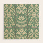 Green blossom floral botanical pattern Wood Wall Art Gallery Image 1