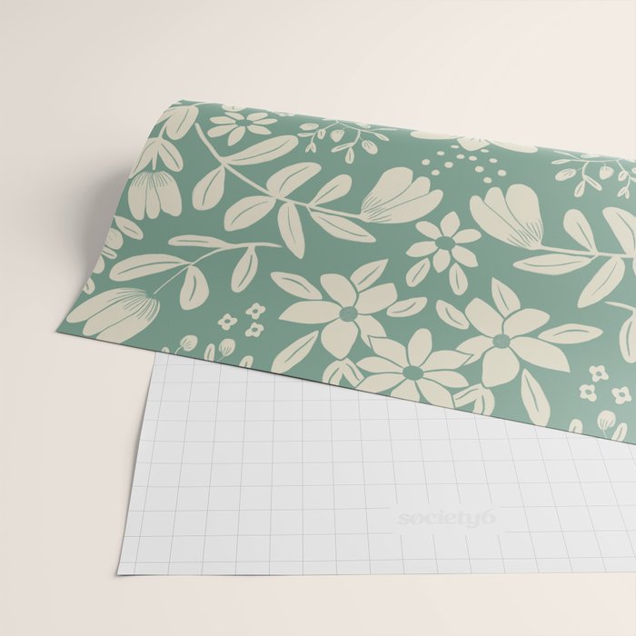 Green blossom floral botanical pattern Wrapping Paper Gallery Image 2