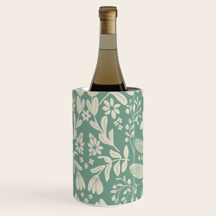Green blossom floral botanical pattern Wine Chiller Gallery Image 2