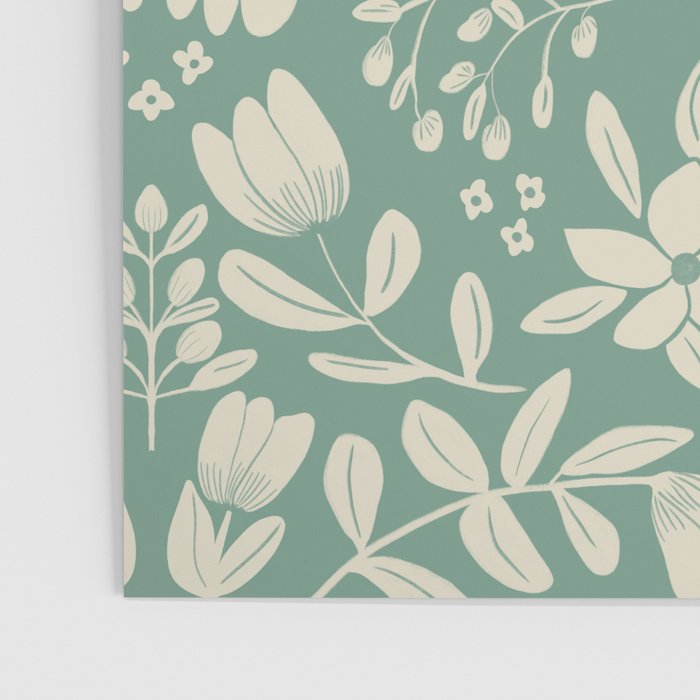 Green blossom floral botanical pattern Poster Gallery Image 3