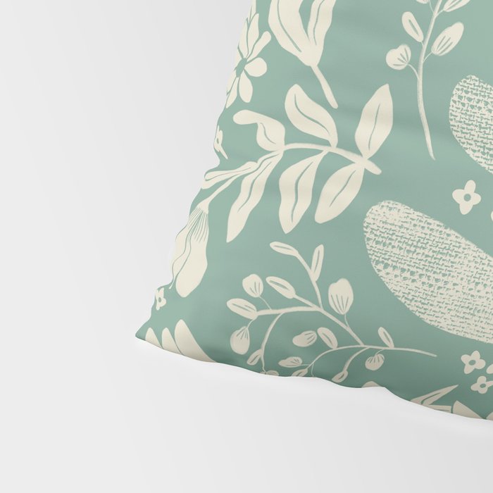 Green blossom floral botanical pattern Pillow Sham Gallery Image 4
