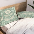 Green blossom floral botanical pattern Pillow Sham Gallery Image 2