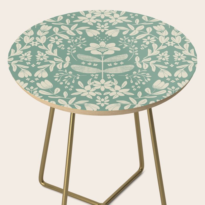Green blossom floral botanical pattern Side Table Gallery Image 2