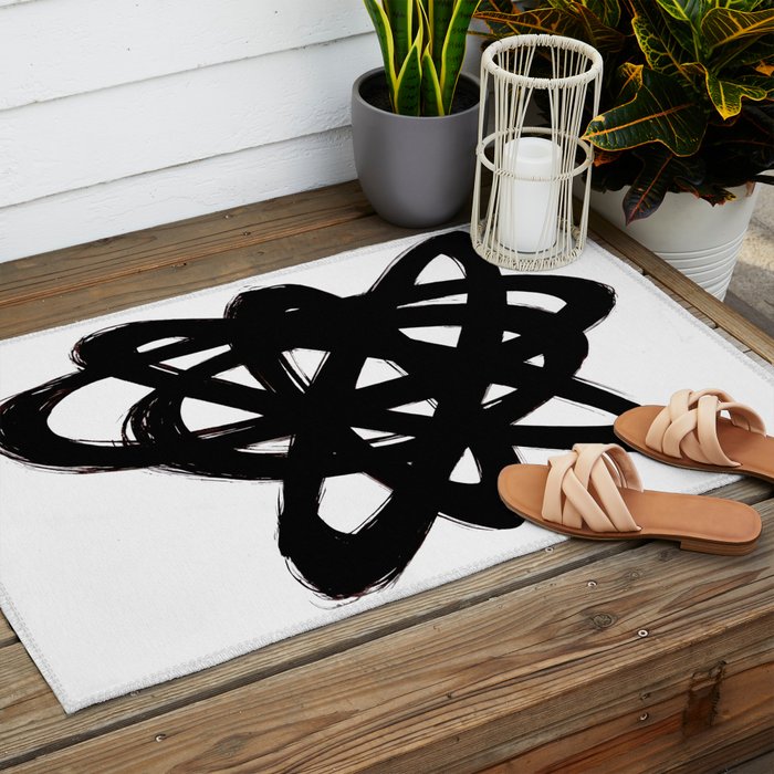 Ink Confusion White Background Outdoor Rug Gallery Image 2
