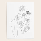 Minimal Line Art Woman with Flowers III Poster Gallery Image 4