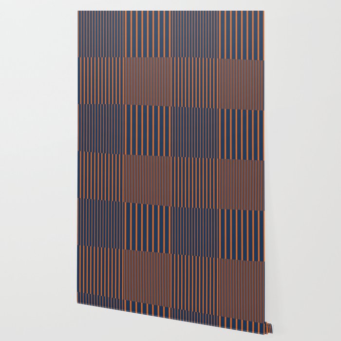 Stripes Pattern and Lines 8 in Navy Blue Orange Wallpaper Gallery Image 2