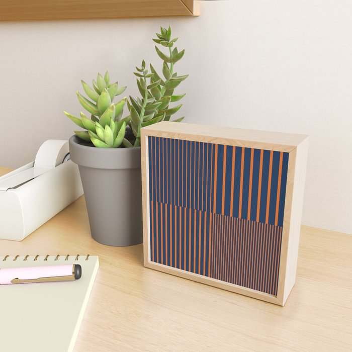Stripes Pattern and Lines 8 in Navy Blue Orange Mini Art Print Gallery Image 2