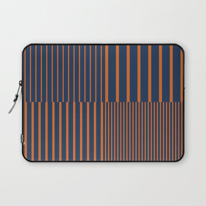 Stripes Pattern and Lines 8 in Navy Blue Orange Laptop Sleeve Gallery Image 1