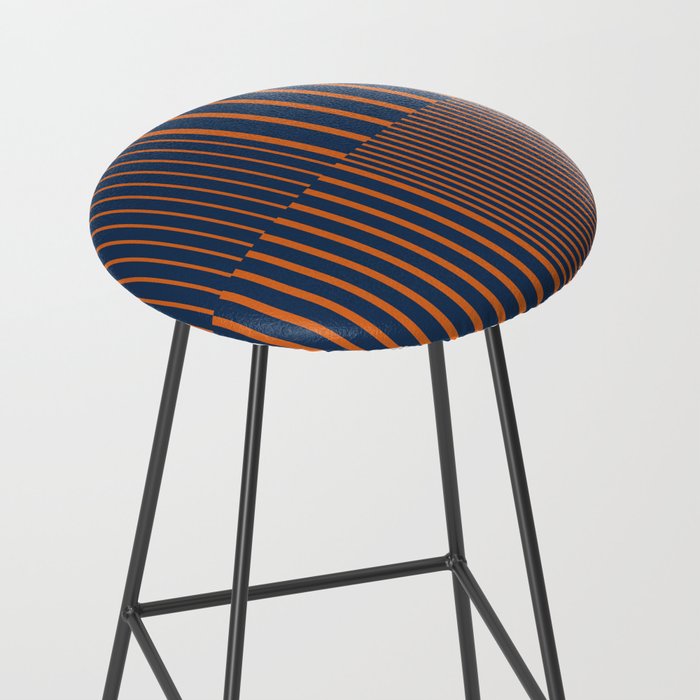 Stripes Pattern and Lines 8 in Navy Blue Orange Stool Gallery Image 2