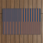 Stripes Pattern and Lines 8 in Navy Blue Orange Outdoor Rug Gallery Image 1