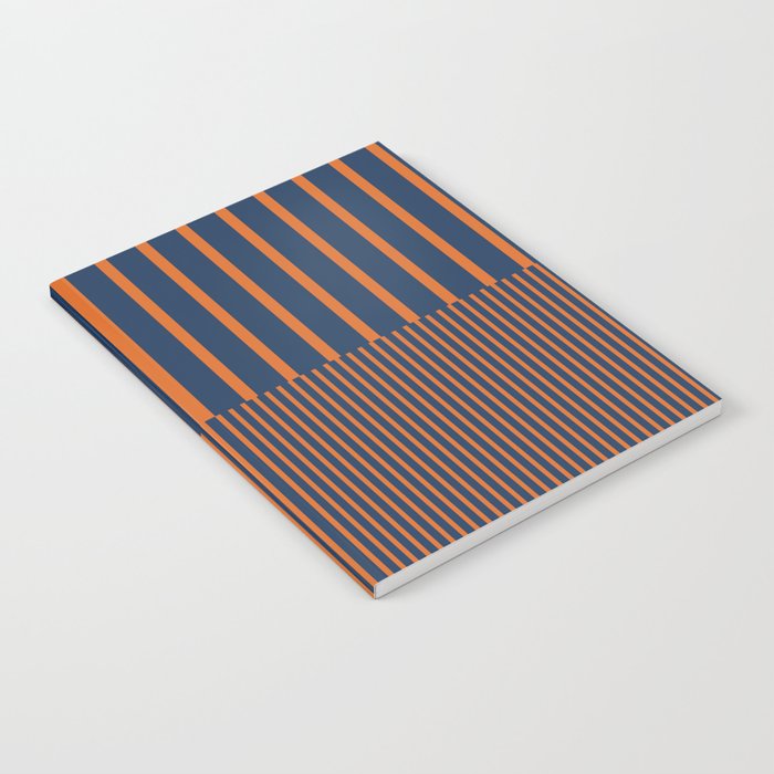 Stripes Pattern and Lines 8 in Navy Blue Orange Notebook Gallery Image 2