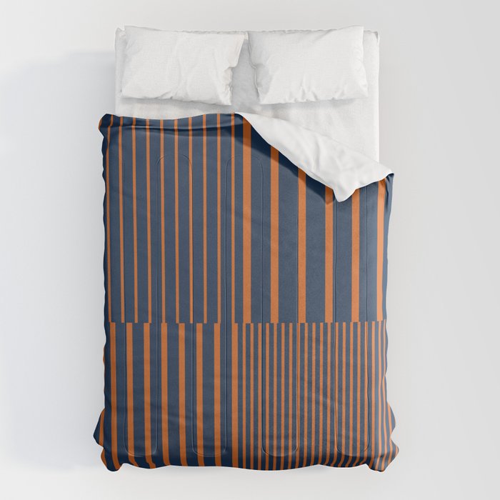 Stripes Pattern and Lines 8 in Navy Blue Orange Comforter Gallery Image 6