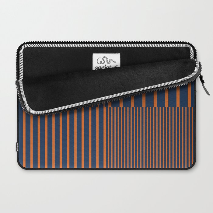 Stripes Pattern and Lines 8 in Navy Blue Orange Laptop Sleeve Gallery Image 2