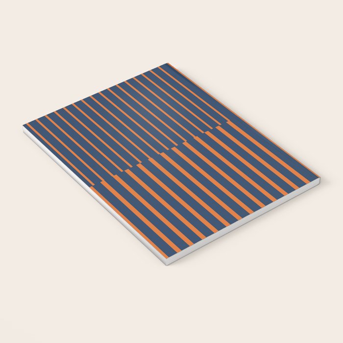Stripes Pattern and Lines 8 in Navy Blue Orange Notebook Gallery Image 3