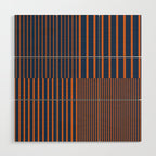 Stripes Pattern and Lines 8 in Navy Blue Orange Wood Wall Art Gallery Image 1