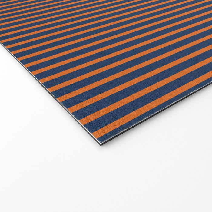 Stripes Pattern and Lines 8 in Navy Blue Orange Welcome Mat Gallery Image 2