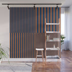 Stripes Pattern and Lines 8 in Navy Blue Orange Wall Mural Gallery Image 1