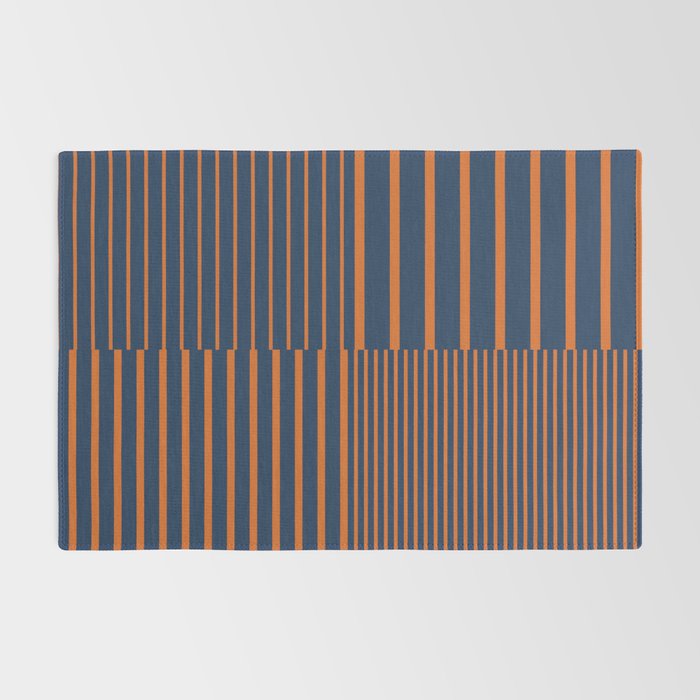 Stripes Pattern and Lines 8 in Navy Blue Orange Rug Gallery Image 2