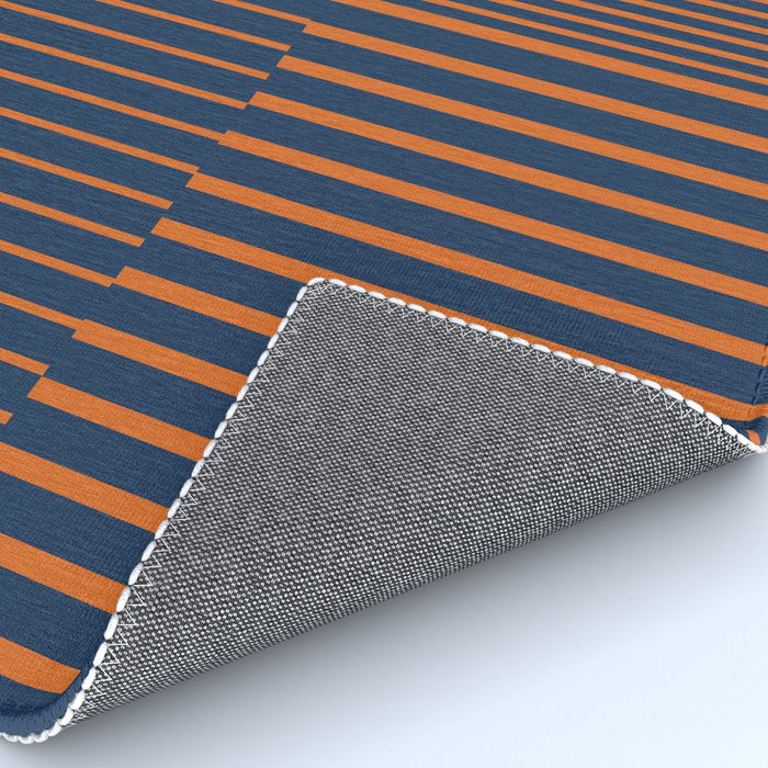 Stripes Pattern and Lines 8 in Navy Blue Orange Rug Gallery Image 4