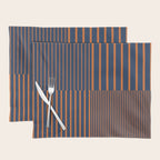 Stripes Pattern and Lines 8 in Navy Blue Orange Placemat Gallery Image 1