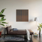 Stripes Pattern and Lines 8 in Navy Blue Orange Wood Wall Art Gallery Image 2