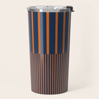 Stripes Pattern and Lines 8 in Navy Blue Orange Travel Mug Gallery Image 2