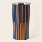Stripes Pattern and Lines 8 in Navy Blue Orange Travel Mug Gallery Image 1
